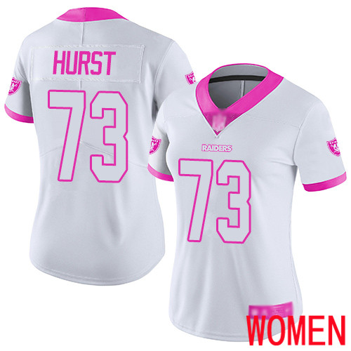 Oakland Raiders Limited White Pink Women Maurice Hurst Jersey NFL Football #73 Rush Fashion Jersey->youth nfl jersey->Youth Jersey